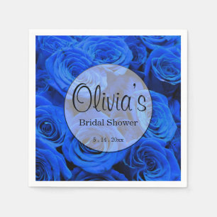 Elegant blue roses blue flowers blue floral napkin