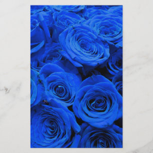 Elegant blue roses blue flowers blue floral stationery