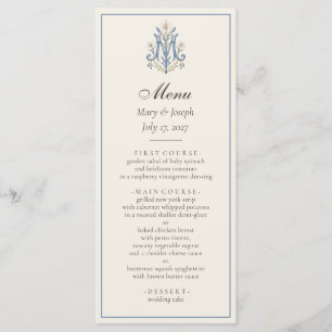Elegant Blue Roses Catholic Wedding Menu Marian