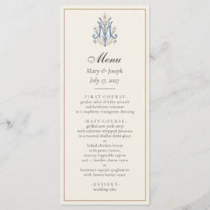 Elegant Blue Roses Catholic Wedding Menu Marian