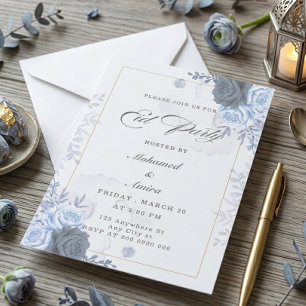 Elegant Blue Roses Eid Party Invitation