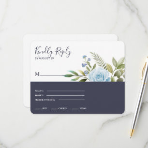 Elegant Blue Roses  RSVP Card