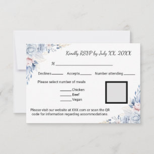 Elegant Blue Roses RSVP Card