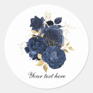 Elegant blue roses Wedding customisable Classic Round Sticker