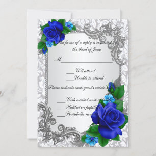 Elegant Blue Roses Wedding Response Card