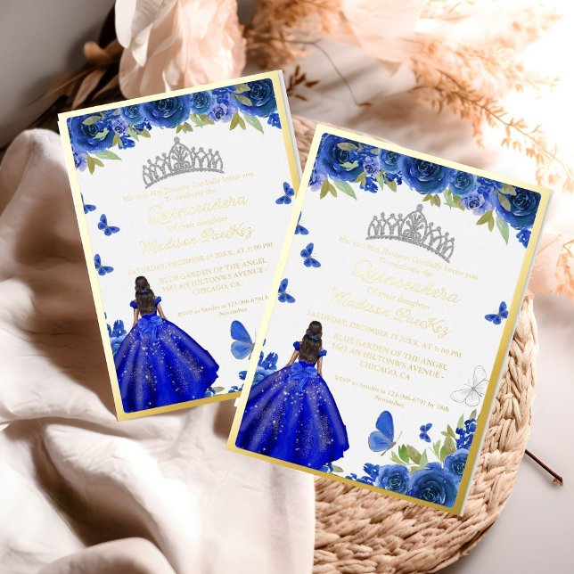 Elegant Blue Royal Floral Butterfly Quinceanera (Creator Uploaded)