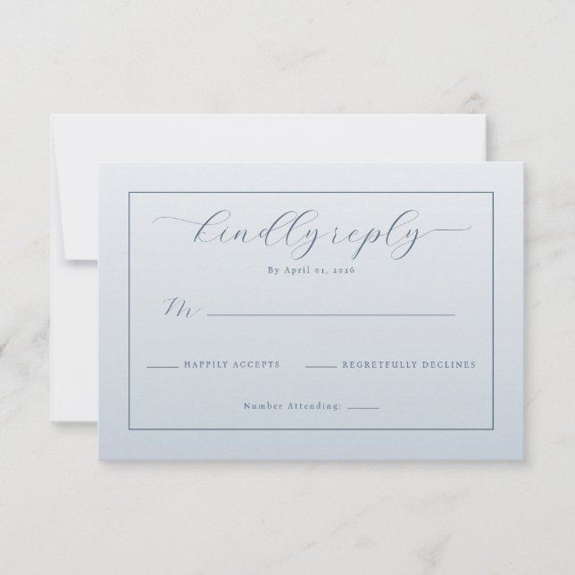 Elegant Blue RSVP Card (Front)