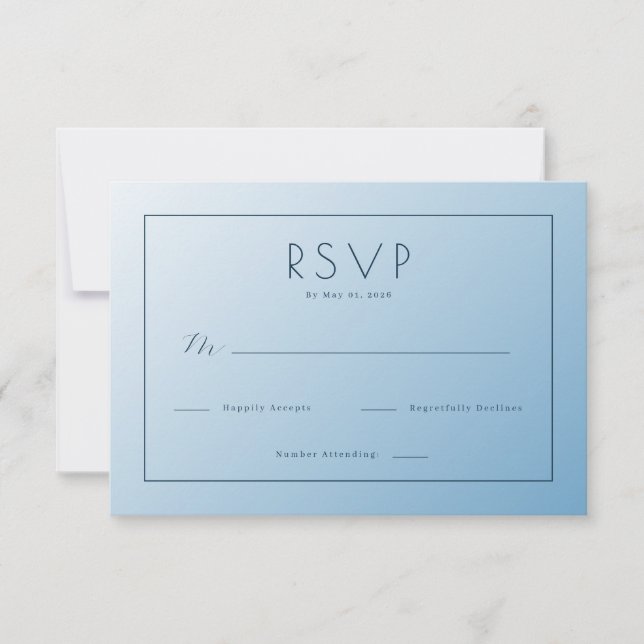 Elegant Blue RSVP Card (Front)