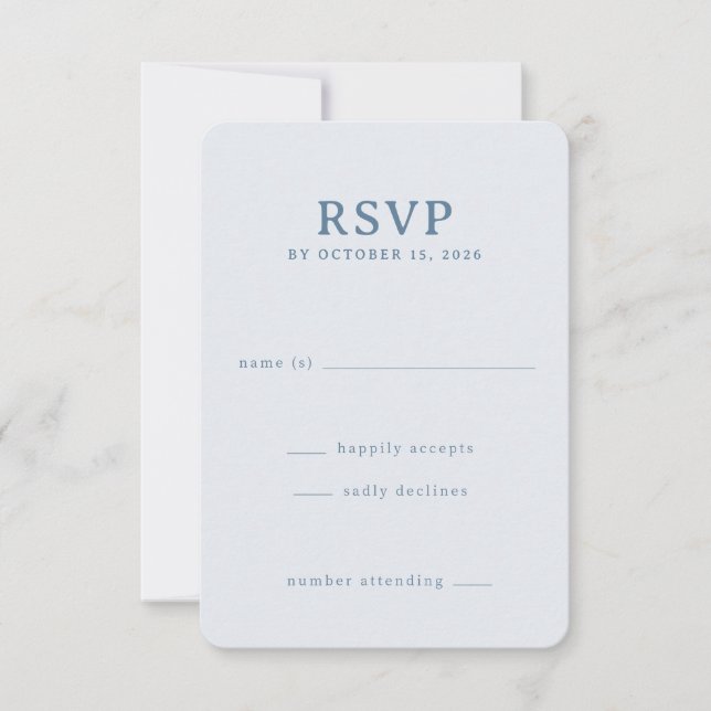 Elegant Blue RSVP Card (Front)
