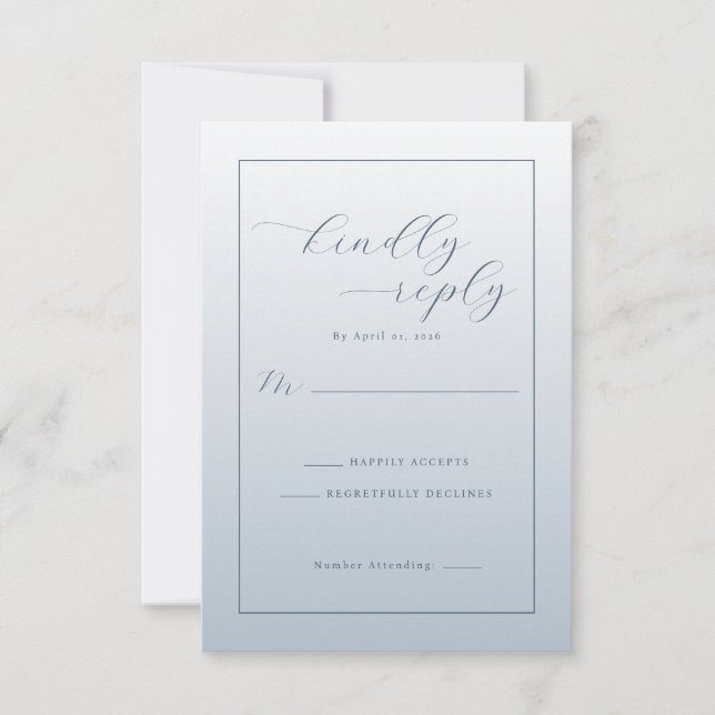 Elegant Blue RSVP Card (Front)