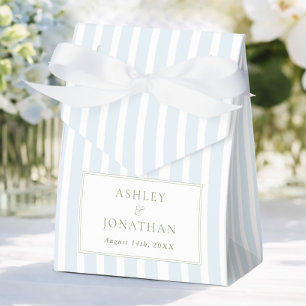 Elegant Blue & Sage Striped Favour Box