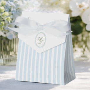 Elegant Blue & Sage Striped  Favour Box