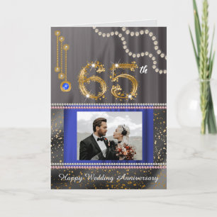 Elegant Blue Sapphire 65 Anniversary Card for Wife
