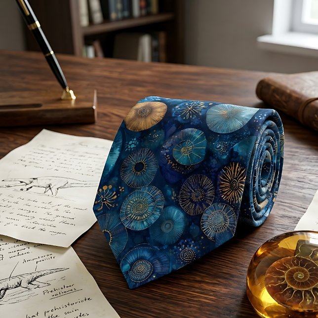 Elegant Blue Sapphire Ammonite Fossil Tie (Creator Uploaded)