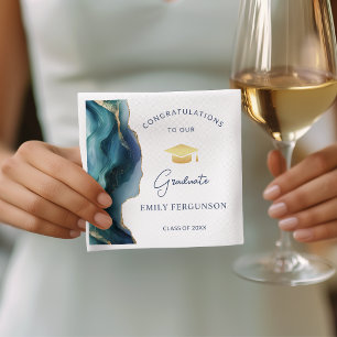 Elegant Blue Sapphire Congratulations Graduate Napkin