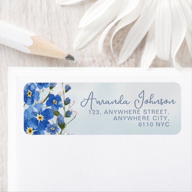 Elegant Blue Script Botanical Watercolor  (Insitu)