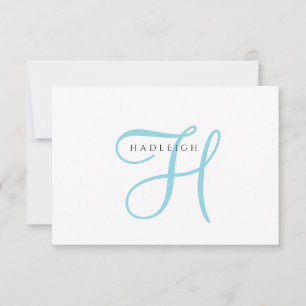 Elegant Blue Script Monogram Card