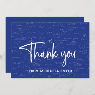 Elegant Blue Script Typography Math Graduation Thank You Card