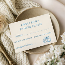 Elegant Blue Script Typography Minimalist Wedding 
