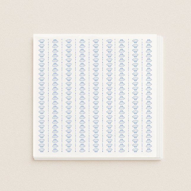 Elegant Blue Seashell Nautical Coastal Wedding Napkin (Creator Uploaded)