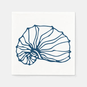 Elegant Blue Seashell Pattern Napkin