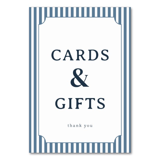 Elegant Blue Serif Gratitude Card (Front)