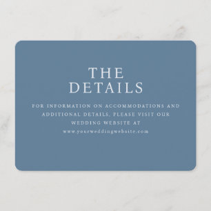 Elegant Blue Serif Wedding Details Card