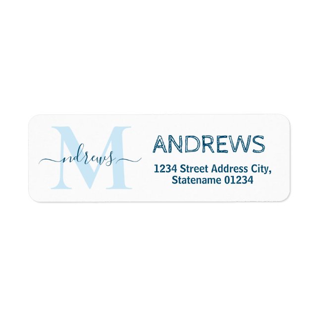 Elegant Blue  Signature Address Labels (Front)