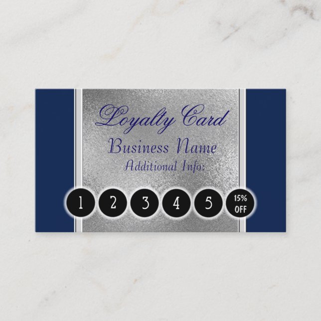 Elegant Blue & Silver Loyalty Card (Front)