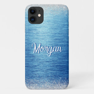 Elegant Blue Silver Modern Personalised Case-Mate iPhone Case