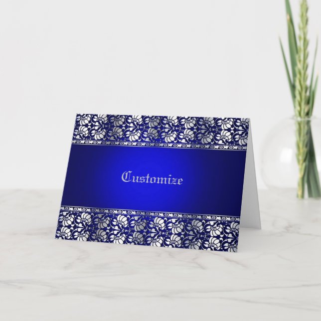 Elegant Blue & Silver Personalised Card (Front)