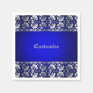 Elegant Blue & Silver Personalised Napkin
