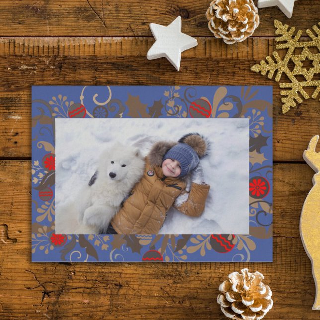 Elegant Blue & Silver Personalised Photo Christmas (Creator Uploaded)