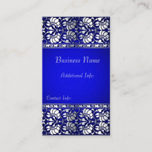 Elegant Blue & Silver Vertical Business Card