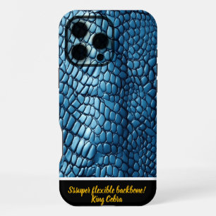 Elegant blue snakeskin, nature's art iPhone 16 pro max case