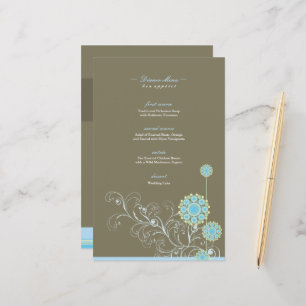 Elegant Blue Snow Flower Swirls Winter Wedding