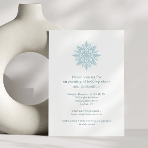 Elegant Blue Snowflake Simple Christmas Holiday Invitation