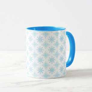 Elegant Blue Snowflake Winter Pattern Mug