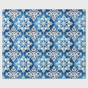 ❄️ Elegant Blue Snowflake Winter Wrap 🎁 Wrapping Paper