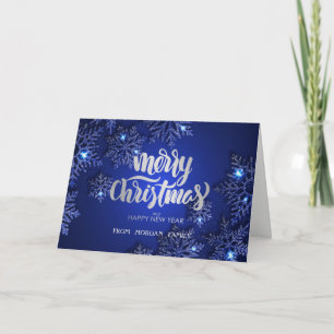 Elegant Blue Snowflakes Christmas Holiday Card