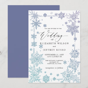 Elegant Blue snowflakes Winter Wedding Invitation