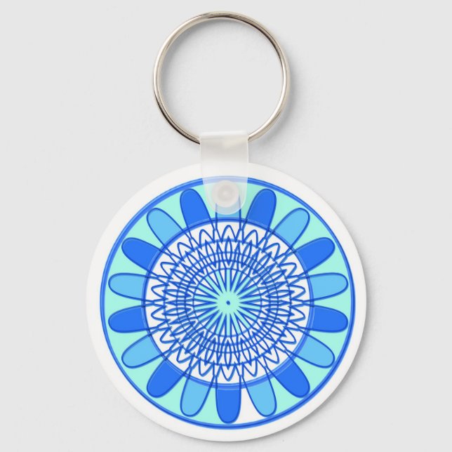 Elegant Blue Sparkle Jewel Design Key Ring (Front)