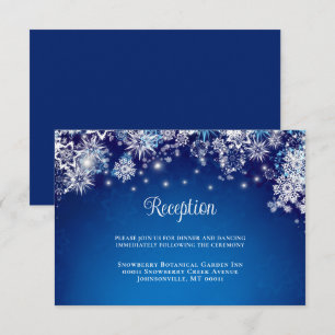 Elegant Blue Sparkle Snowflakes Wedding Enclosure Card