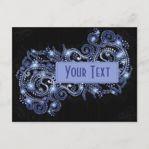 Elegant Blue Sparkly Swirl Postcard