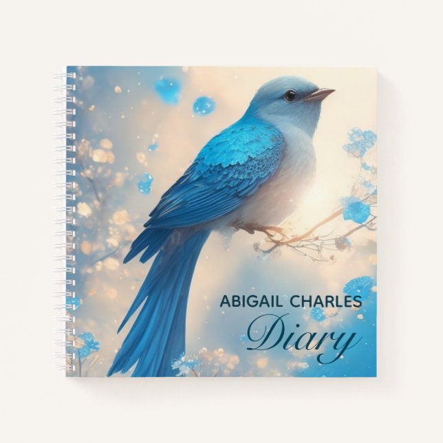Elegant blue sparrow diary notebook (Front)