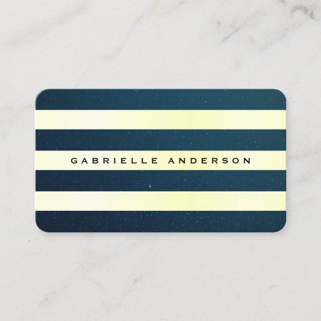 Elegant Blue Speckled | Stripe Pattern Business Card (Front)