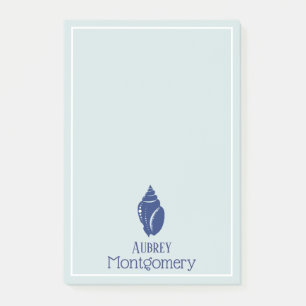 Elegant Blue Spiral Seashell Personalised Post-it Notes