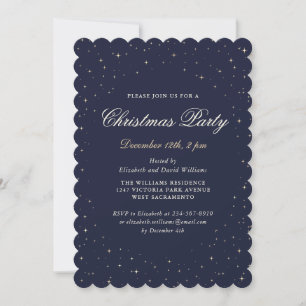 Elegant Blue Starry Christmas Party Invitation