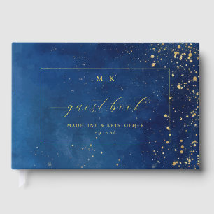 Elegant Blue Starry Night Guest Book