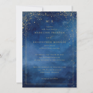 Elegant Blue Starry Night Invitation